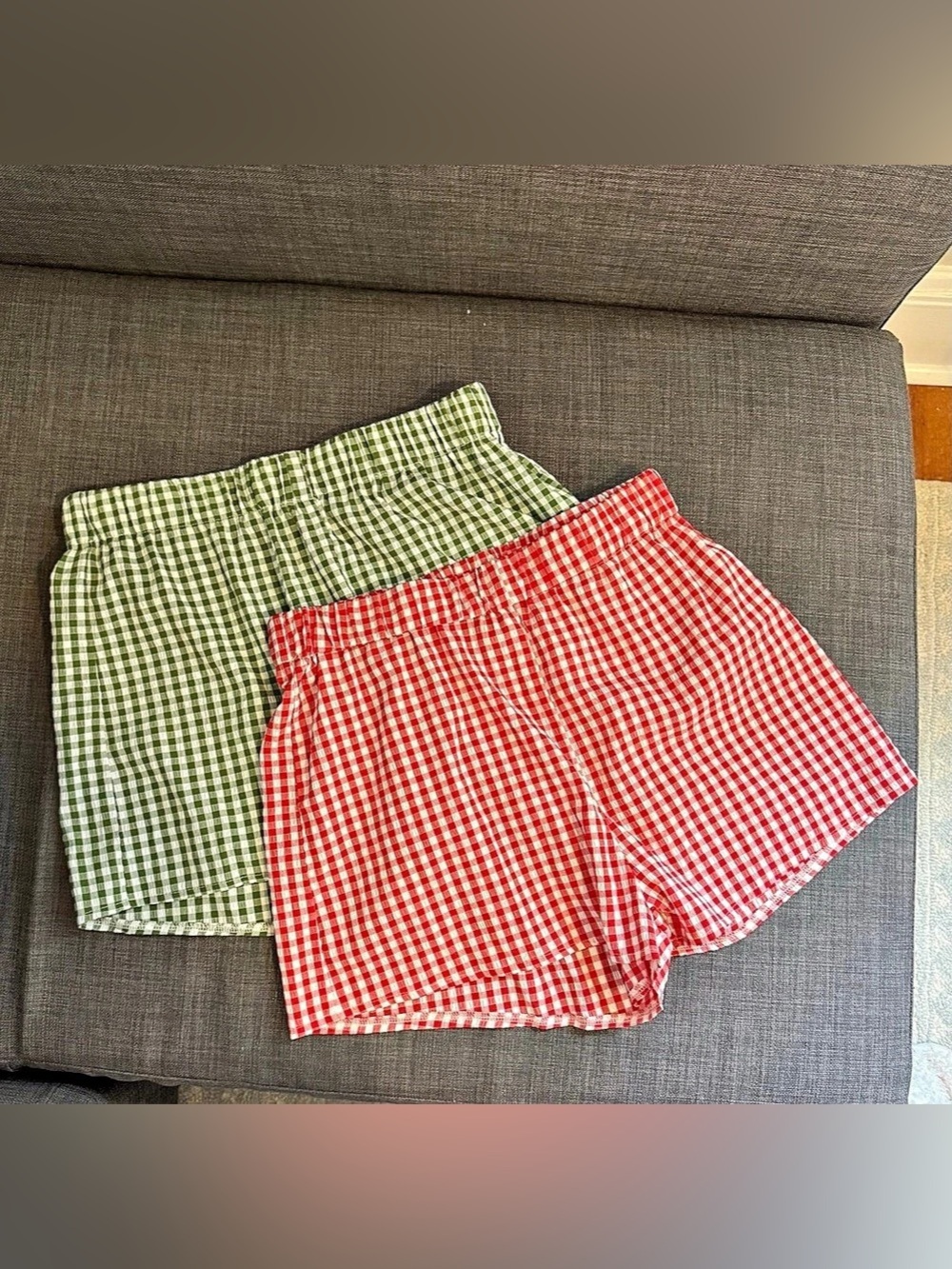 Gingham Elastic High Waist Shorts